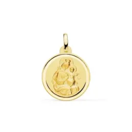 Virgen del Carmen Medalla Oro 18k unisex 18 mm. lisa bisel