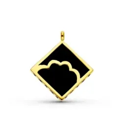 Colgante Oro 18k mujer forma rombo ébano detalle nube