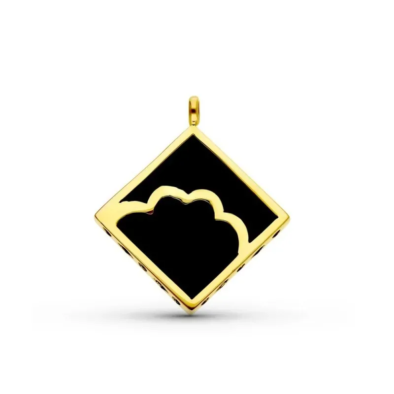 Colgante Oro 18k mujer forma rombo ébano detalle nube