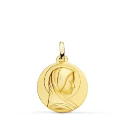 Virgen Francesa Medalla Oro 18k mujer 14 mm. lisa