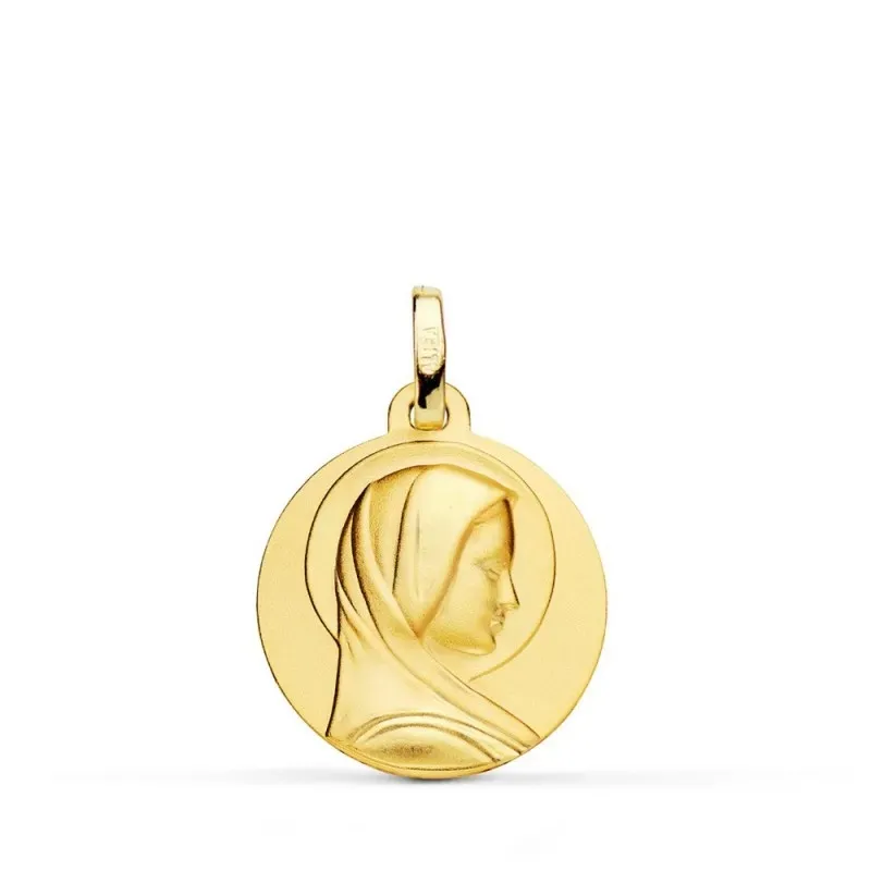 Virgen Francesa Medalla Oro 18k mujer 14 mm. lisa