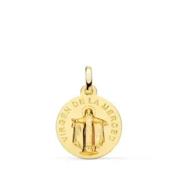 Virgen de la Merced Medalla Oro 18k unisex 16 mm. lisa