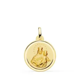 Virgen María Auxiliadora Medalla Oro 18k unisex 18 mm. bisel liso. Gr
