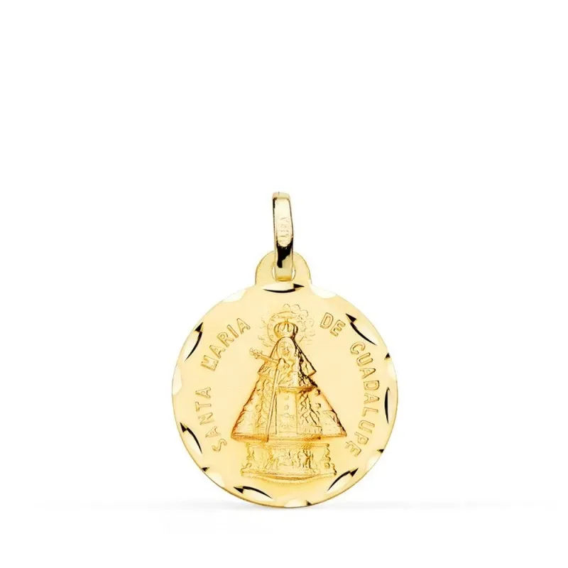 Virgen Santa María de Guadalupe Medalla Oro 18k unisex 18 mm.. Grabac