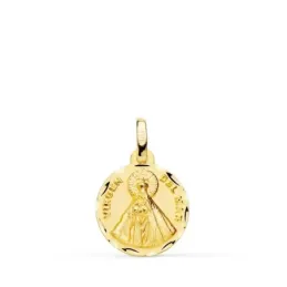 Virgen del Mar Medalla Oro 18k unisex 14 mm. bordes tallados. Grabaci