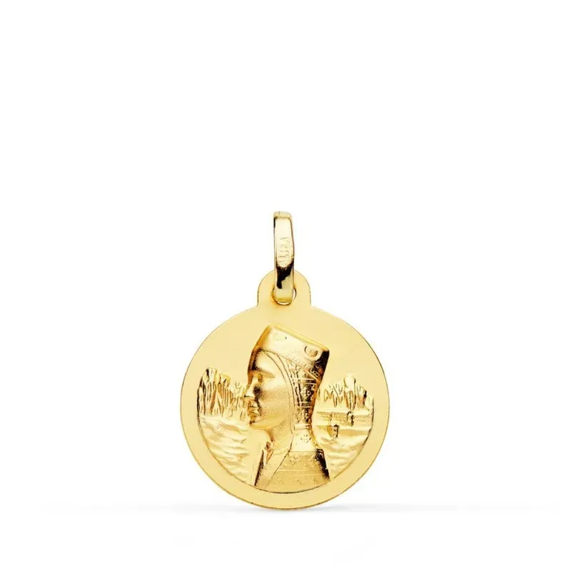Virgen de Montserrat Medalla Oro 18k unisex 16 mm. misa matizada