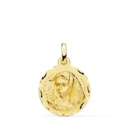 Virgen Esperanza Macarena Medalla Oro 18k unisex 18 mm. bisel. Grabac
