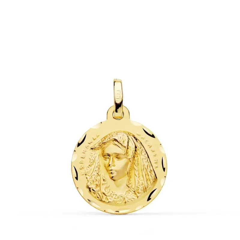 Virgen Esperanza Macarena Medalla Oro 18k unisex 18 mm. bisel. Grabac
