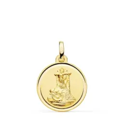 Virgen de las Angustias Medalla Oro 18k unisex 18 mm. bisel liso. Gra