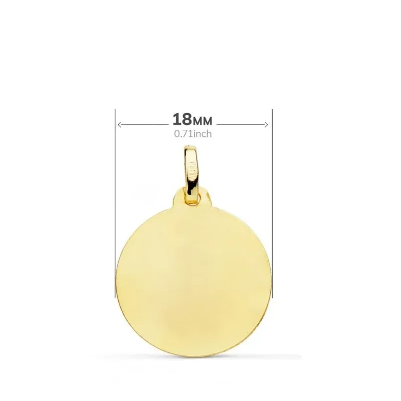 Virgen de las Angustias Medalla Oro 18k unisex 18 mm. bisel liso. Gra