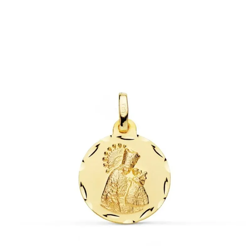 Virgen de los Desamparados Medalla Oro 18k unisex 16 mm. borde tallad