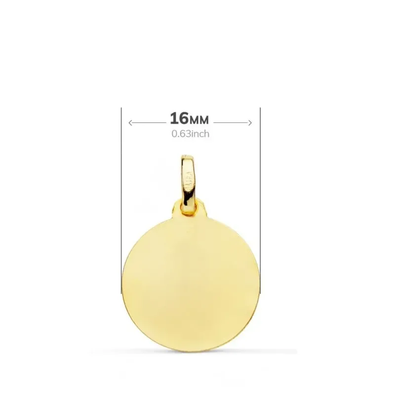 Virgen de los Desamparados Medalla Oro 18k unisex 16 mm. borde tallad