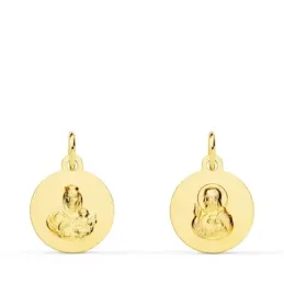 Corazón de Jesús Virgen del Carmen Escapulario Medalla Oro 18k unisex