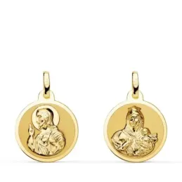 Corazón de Jesús Virgen del Carmen Escapulario Medalla Oro 18k unisex
