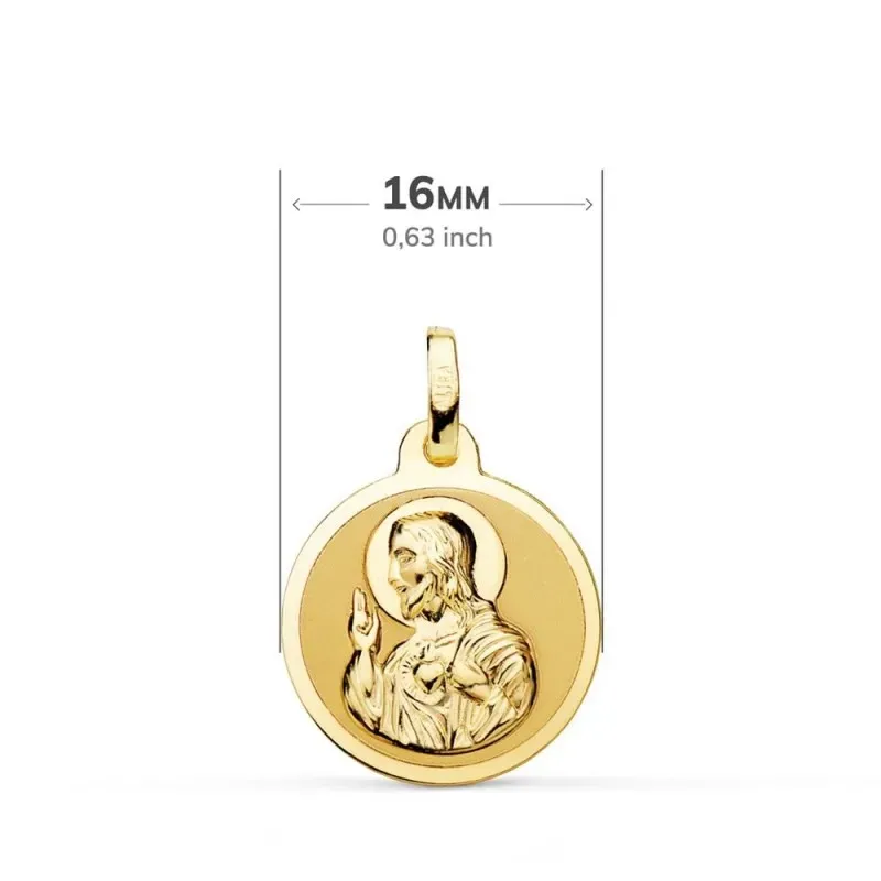 Corazón de Jesús Virgen del Carmen Escapulario Medalla Oro 18k unisex
