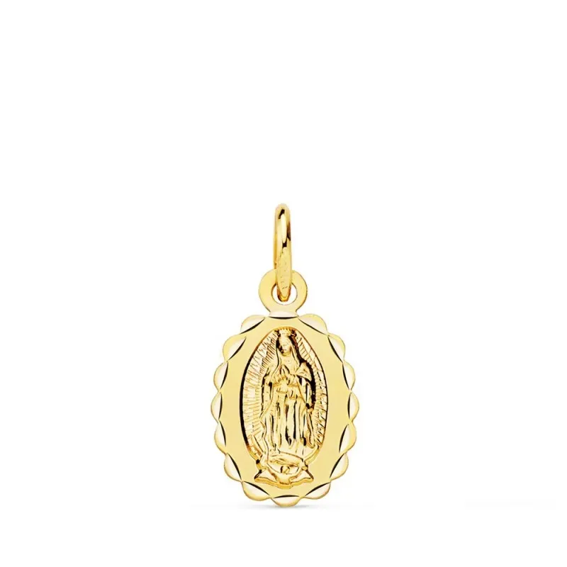 Virgen de Guadalupe Medalla Oro 18k unisex 12 mm. ovalada tallada bor