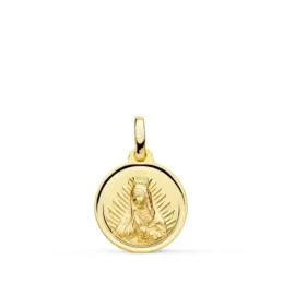 Virgen de Guadalupe Medalla Oro 18k unisex 14 mm. bisel liso. Grabaci