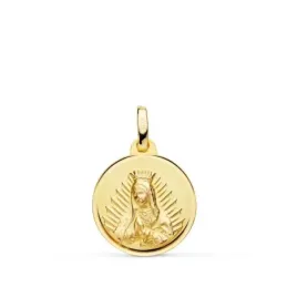Virgen de Guadalupe Medalla Oro 18k unisex 16 mm. relieve bisel liso
