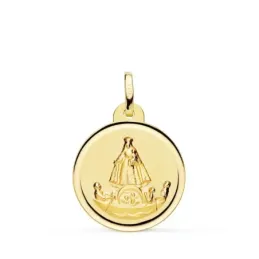 Virgen Caridad del Cobre Balsa Medalla Oro 18k unisex 16 mm.. Grabaci