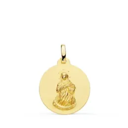 Virgen Inmaculada Medalla Oro 18k unisex 18 mm. matizada lisa. Grabac