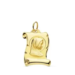 Virgen Niña Pergamino Colgante Oro 9k 18 mm.