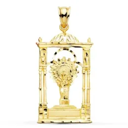Virgen del Pilar Colgante Oro 9k unisex 34 mm. silueta detalle palio