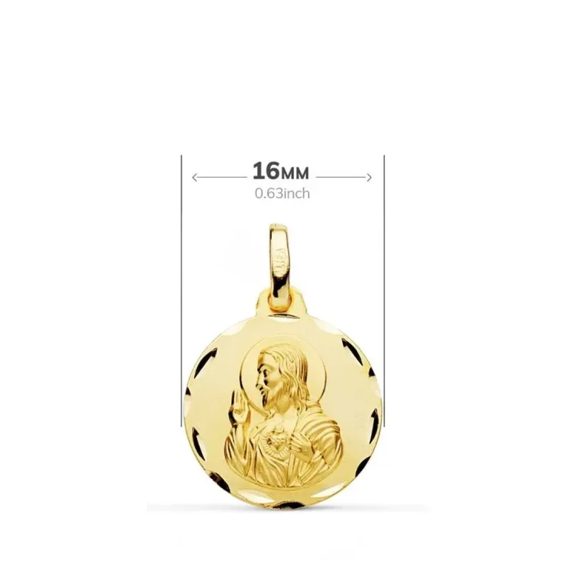 Corazón de Jesús Virgen del Carmen Medalla Escapulario Oro 9k unisex