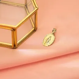 Virgen Milagrosa Medalla Oro 9k unisex 23 mm. ovalada ondulada tallad