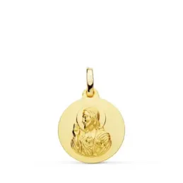 Cristo Sagrado Corazón de Jesús Medalla Oro 18k unisex 16 mm. lisa