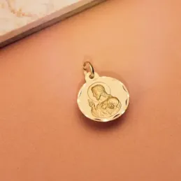 Cristo Sagrado Corazón de Jesús Medalla Oro 18k unisex 18 mm. borde t