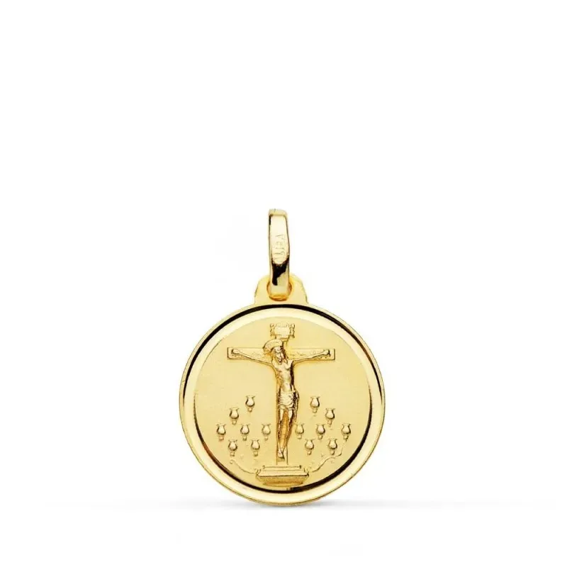 Cristo de la Laguna Medalla Oro 18k unisex 16 mm. bisel liso