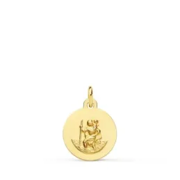 San Cristóbal Medalla Oro 18k unisex 12 mm. matizada lisa