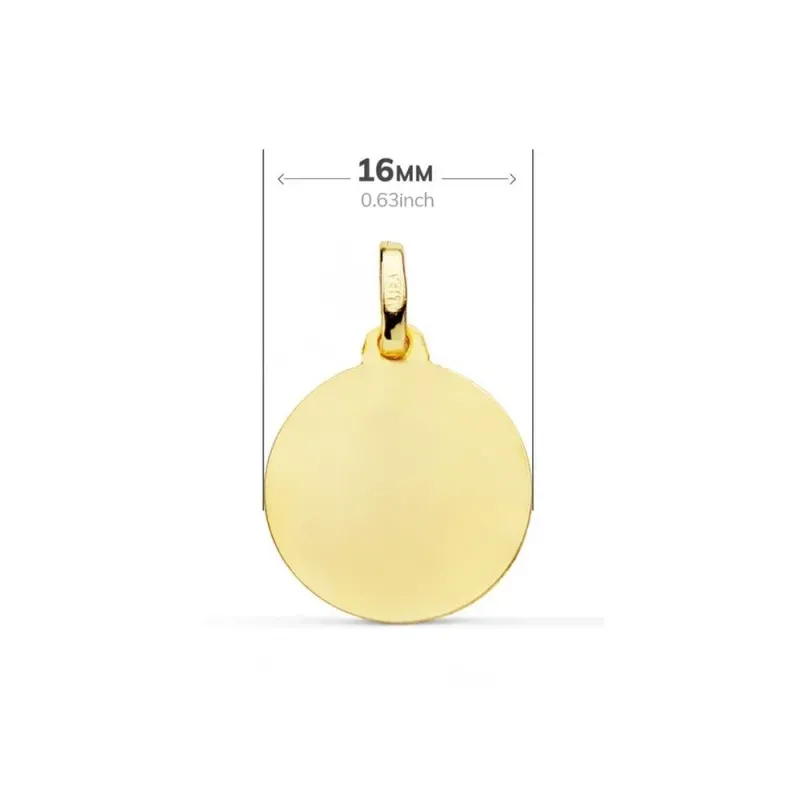 Medalla Niño Primera Comunión Oro 18k perfil 16 mm. bisel liso