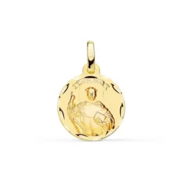 San Vicente Ferrer Medalla Oro 18k tallada 14 mm. borde