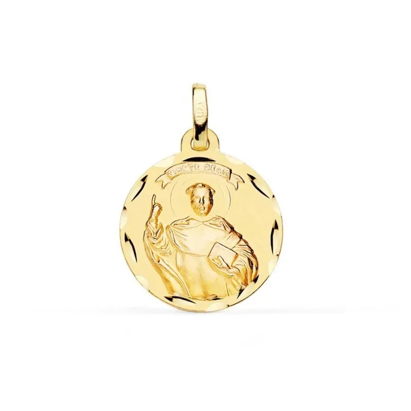 San Vicente Ferrer Medalla Oro 18k tallada 18 mm. borde