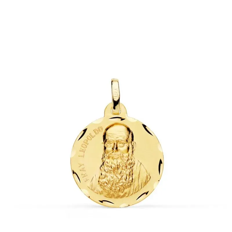 Fray Leopoldo Medalla Oro 18k lisa 18 mm. bisel