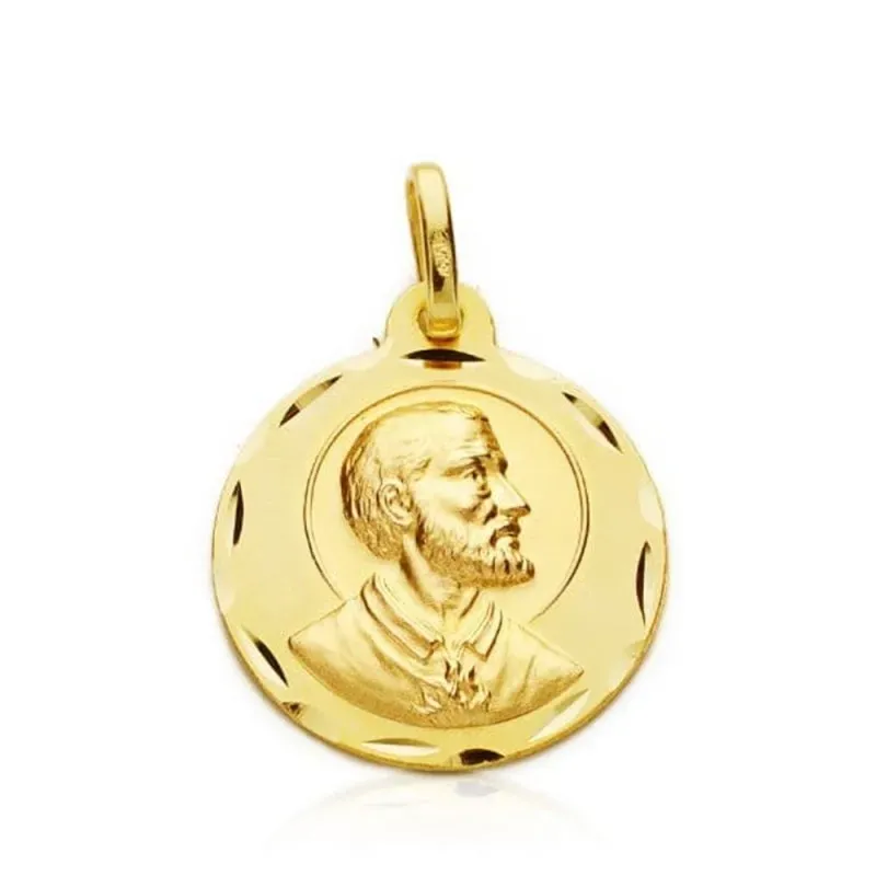 San Francisco Javier Medalla Oro 18k tallada 18 mm. borde