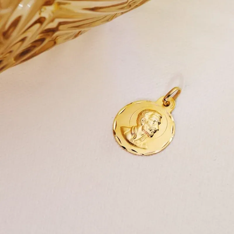 San Francisco Javier Medalla Oro 18k tallada 18 mm. borde