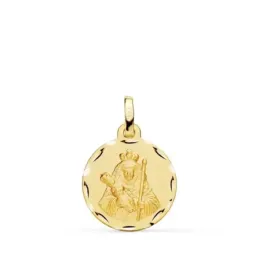 Nuestra Señora de la Candelaria Medalla Oro 18k tallada 16 mm. borde