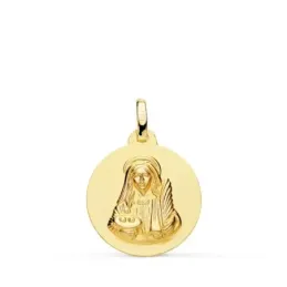 Santa Lucía Medalla Oro 18k matizada 18 mm. lisa