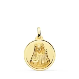 Santa Lucía Medalla Oro 18k lisa 18 mm. bisel