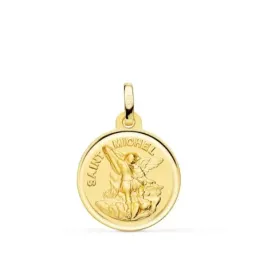 Saint Michel Medalla Oro 18k lisa 18 mm. bisel