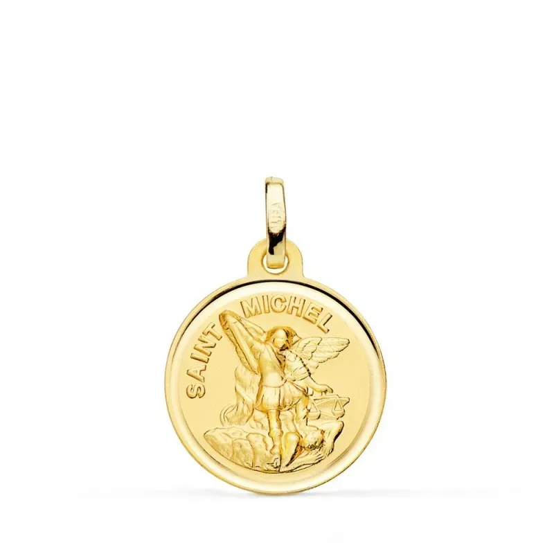 Saint Michel Medalla Oro 18k lisa 18 mm. bisel