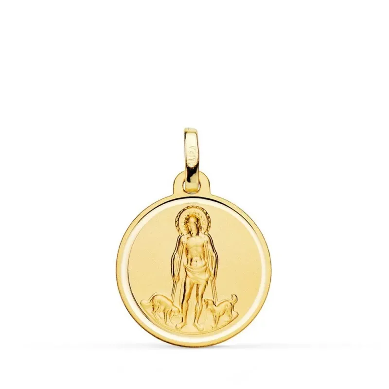 San Lázaro Medalla Oro 18k matizada 18 mm. bisel liso
