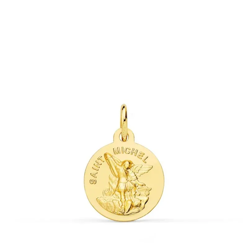 Saint Michel Medalla Oro 18k matizada 12 mm. lisa