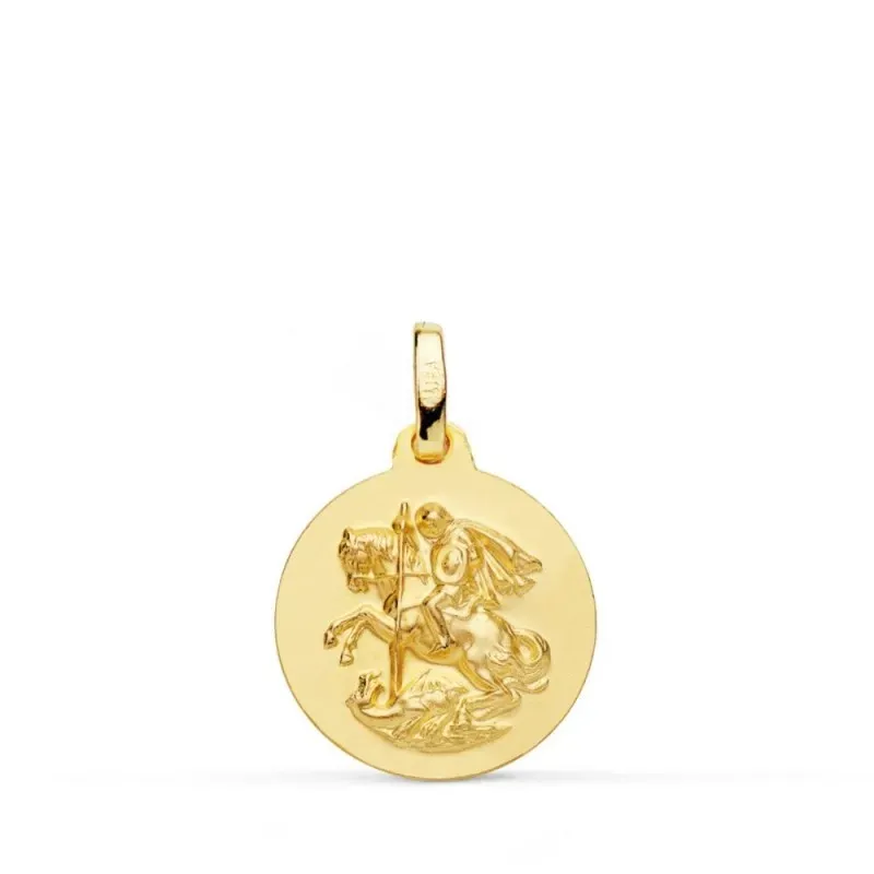 San Jorge Medalla Oro 18k matizada 16 mm. lisa