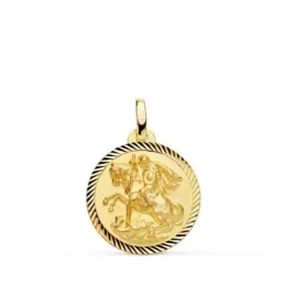 San Jorge Medalla Oro 18k tallada 18 mm. borde hélice