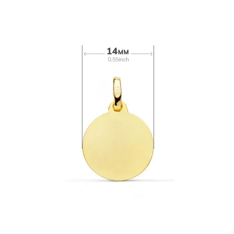 Santiago Apóstol Medalla Oro 18k lisa 14 mm. bisel. Grabación incluid