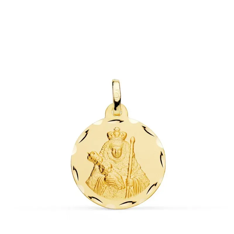 Nuestra Señora de la Candelaria Medalla Oro 18k tallada 18 mm.. Graba
