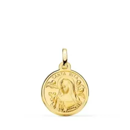 Santa Lucía Medalla Oro 18k lisa 16 mm. bisel. Grabación incluida en